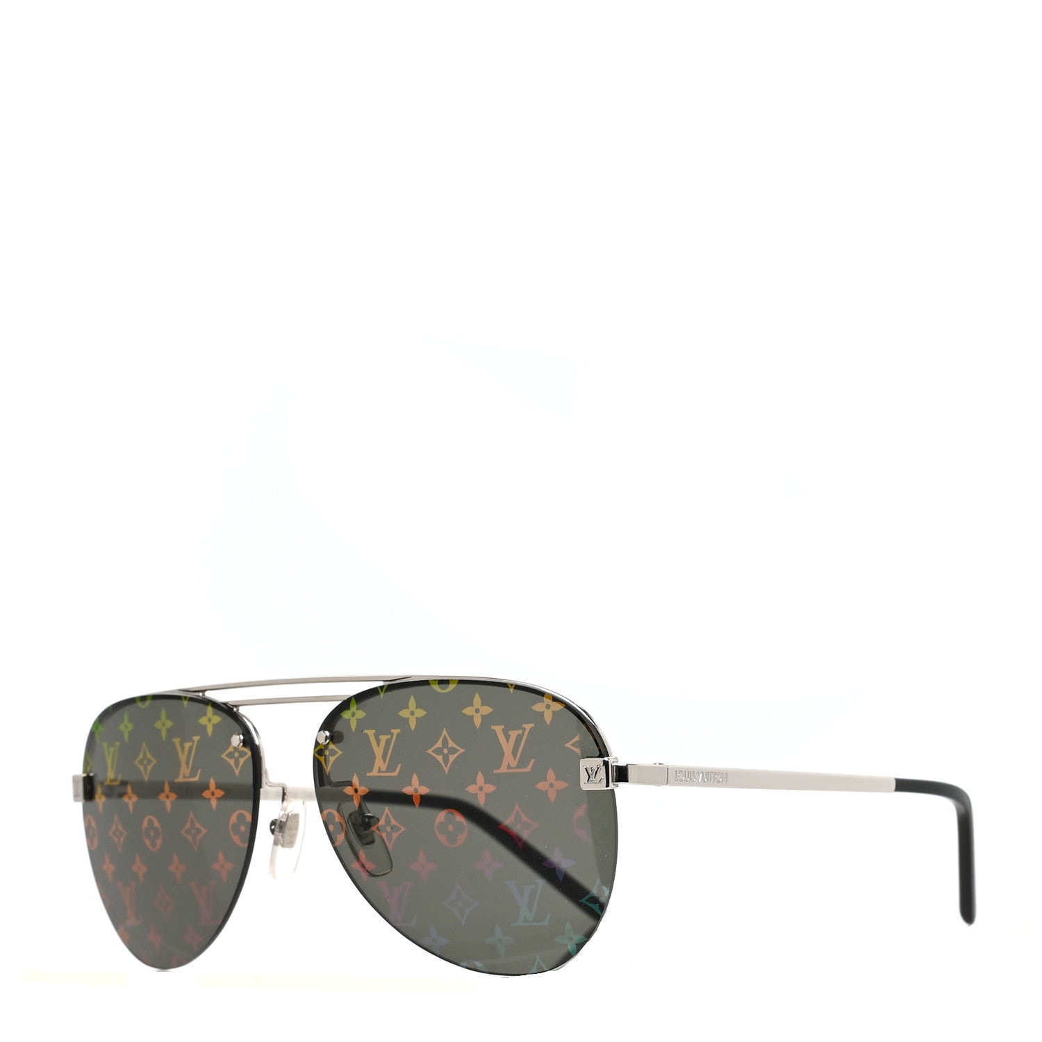 Louis Vuitton Metal Monogram Clockwise Sunglasses Z1595E Silver Black 1 of 7