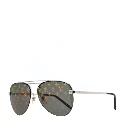 Louis Vuitton Metal Monogram Clockwise Sunglasses Z1595E Silver Black 1 of 7