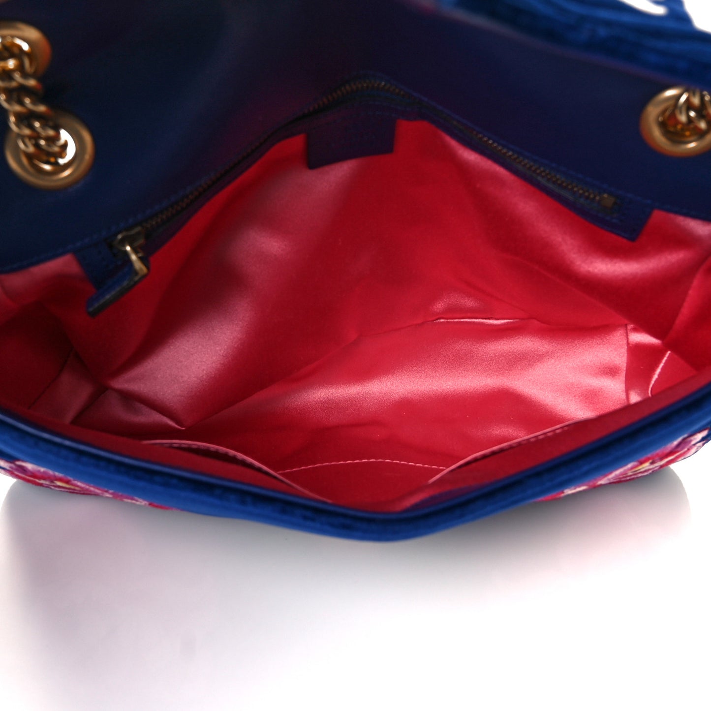 Velvet Matelasse Modern Embroidered Medium GG Marmont Shoulder Bag Cobalt