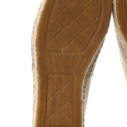 Chanel Toile Sequin CC Espadrilles 39 Beige Black 6 of 8