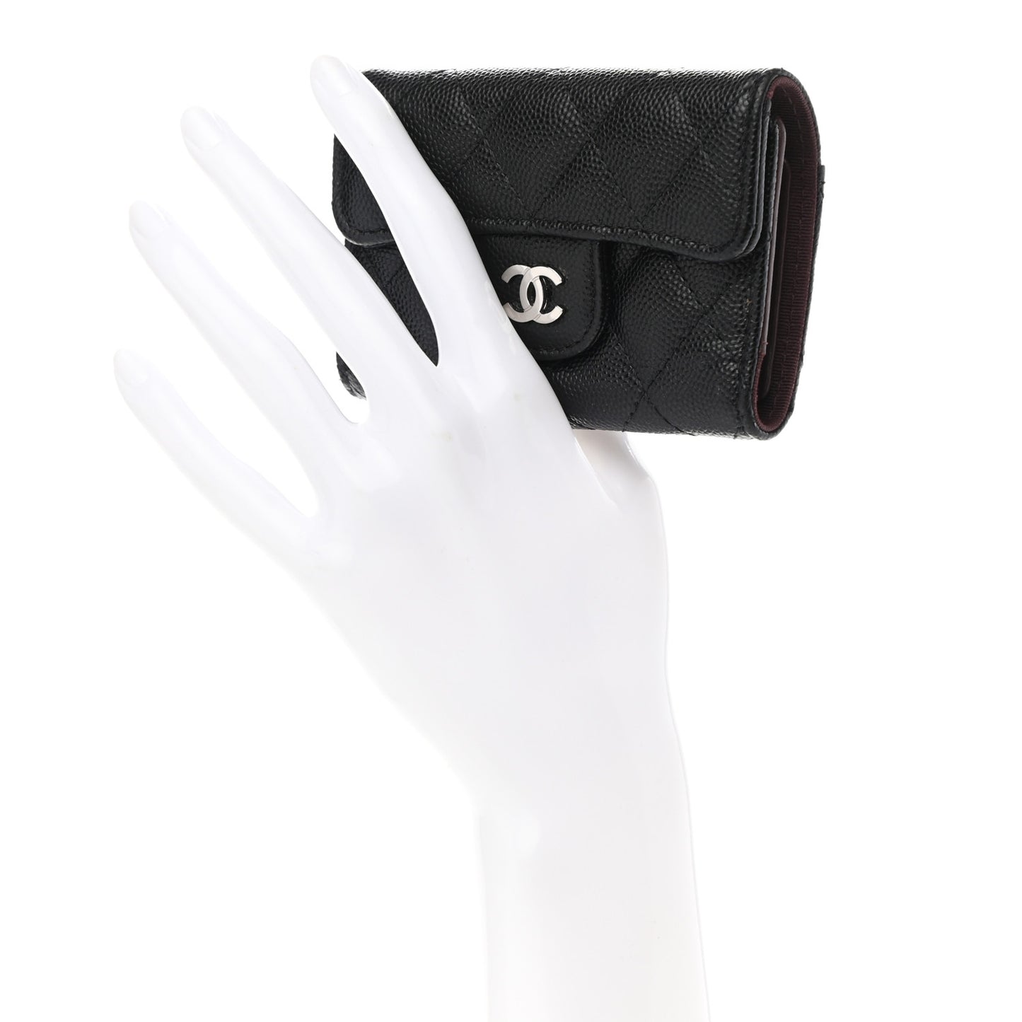 Caviar Quilted Classic 4 Key Holder Wallet Black