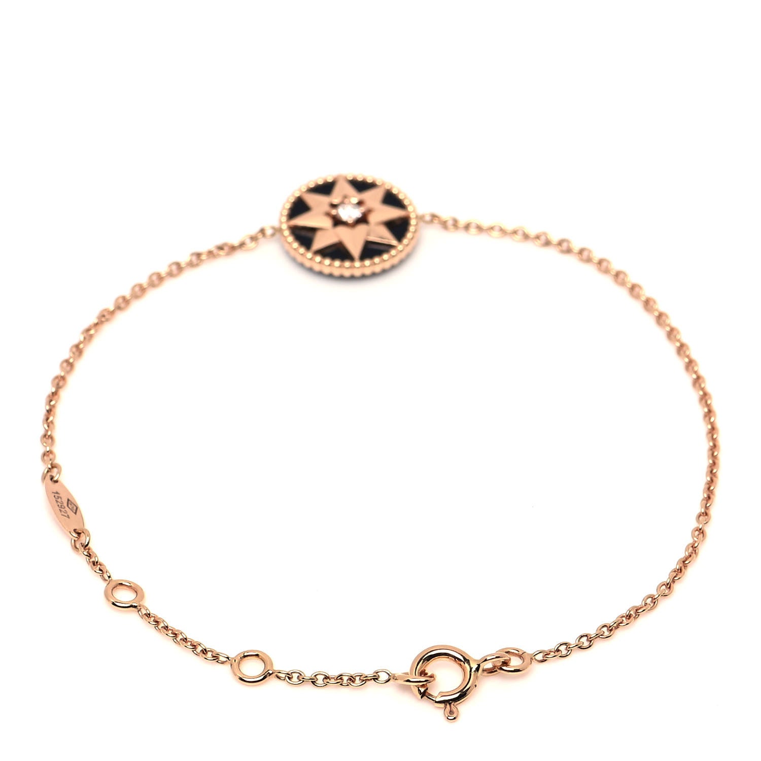 Christian Dior 18K Rose Gold Diamond Black Onyx Rose Des Vents Bracelet 3 of 4