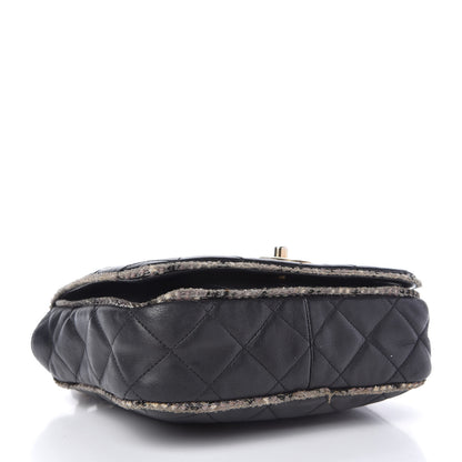 Chanel Lambskin Tweed Quilted Tweedy Flap Shoulder Bag Black 4 of 11