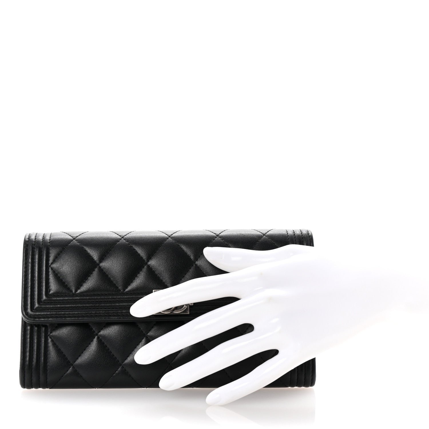 Chanel Caviar Quilted Large Boy Gusset Flap Wallet Black 2 of 8