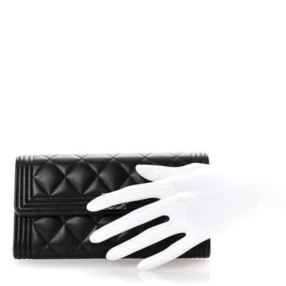Chanel Caviar Quilted Large Boy Gusset Flap Wallet Black 2 of 8