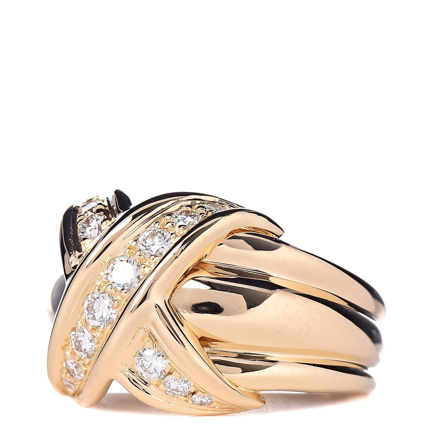 Tiffany 18K Yellow Gold Diamond Signature X Ring 49 4.75 3 of 6