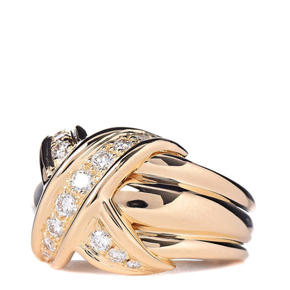 Tiffany 18K Yellow Gold Diamond Signature X Ring 49 4.75 3 of 6