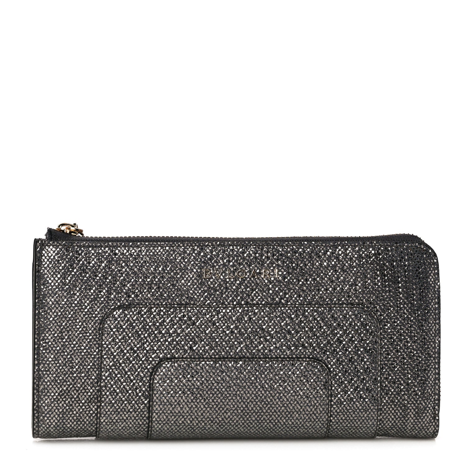 Bulgari Metallic Karung Serpenti Forever Zip Around Wallet Charcoal 1 of 10