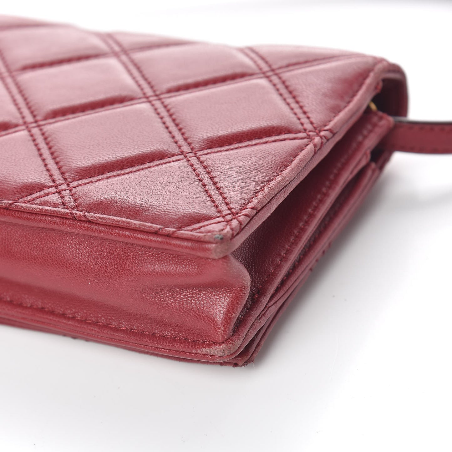Lambskin Matelasse Double J Wallet On Chain Red