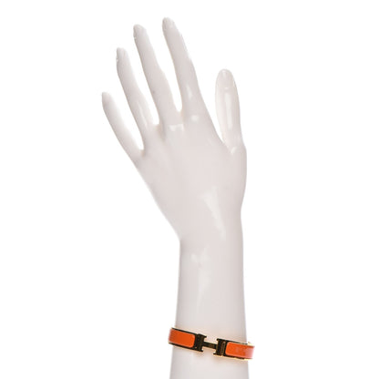 Hermes Enamel Narrow Clic Clac H Bracelet PM Orange 2 of 4
