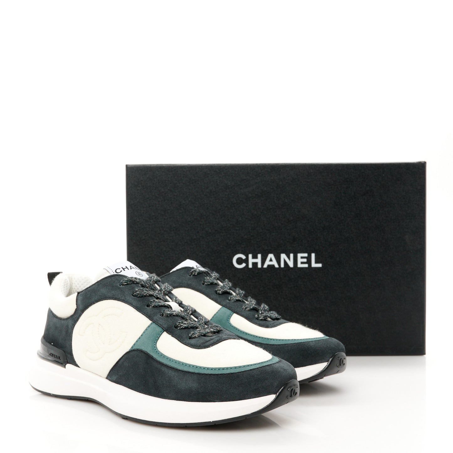 Suede Calfskin Fabric CC Sneakers 39 Dark Grey