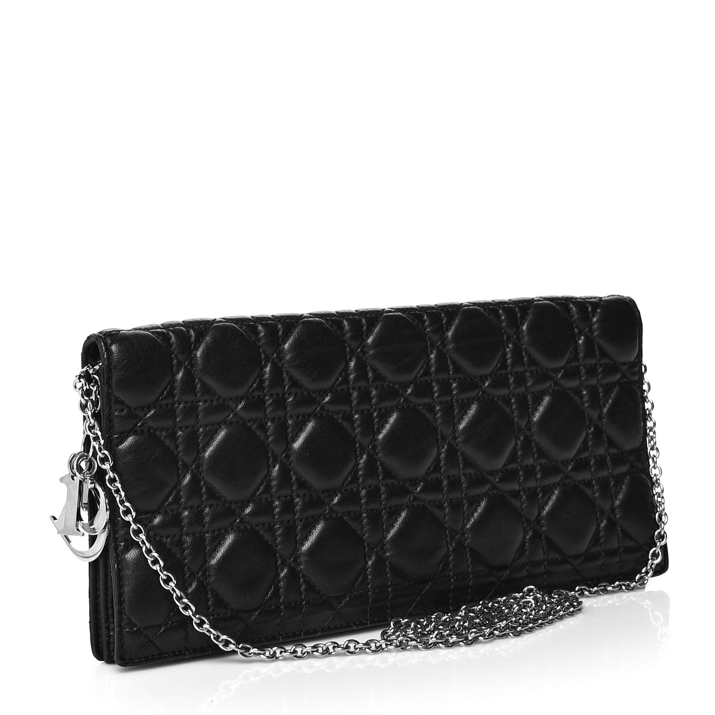 Lambskin Cannage Lady Dior Convertible Clutch Black