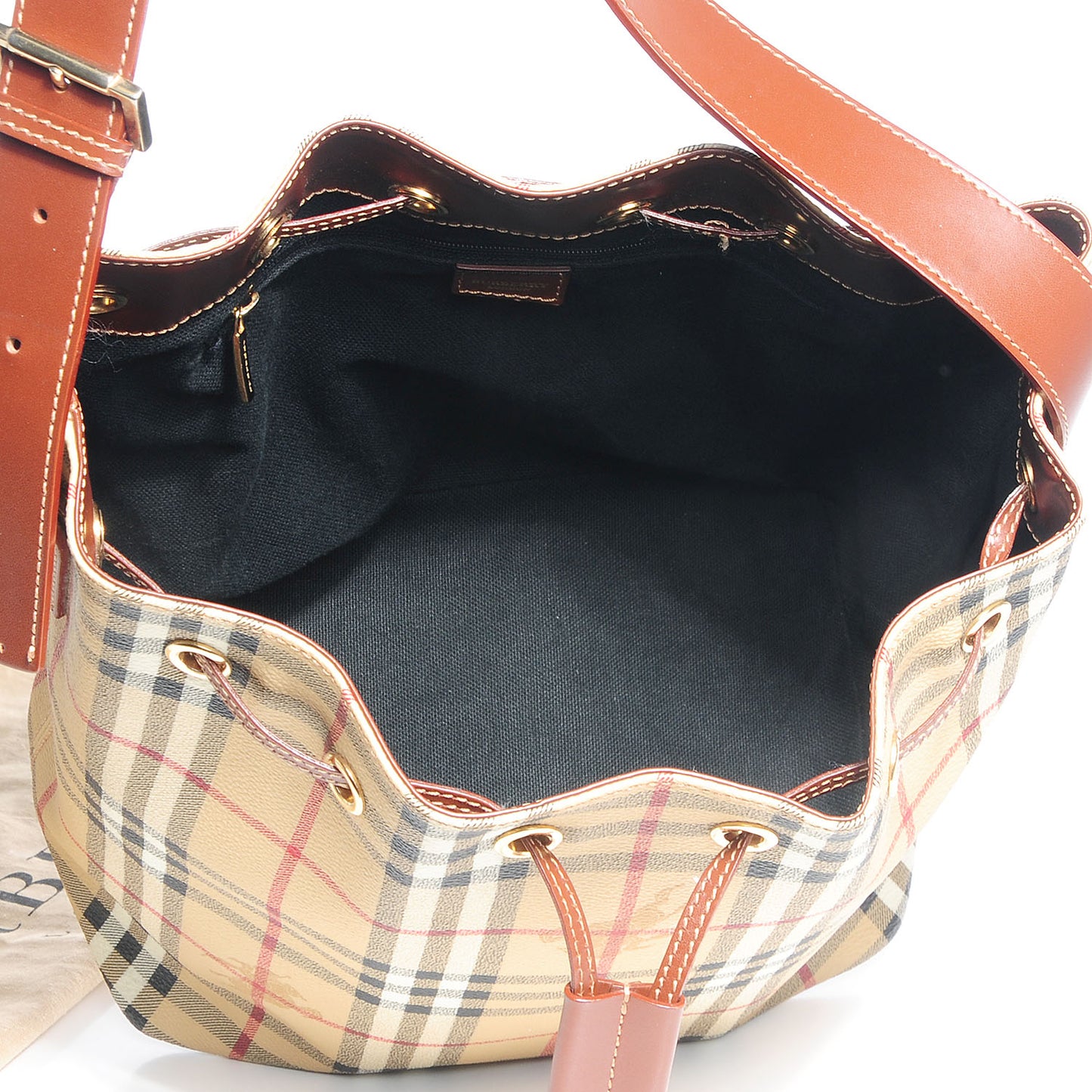 Haymarket Check Drawstring Bucket Bag