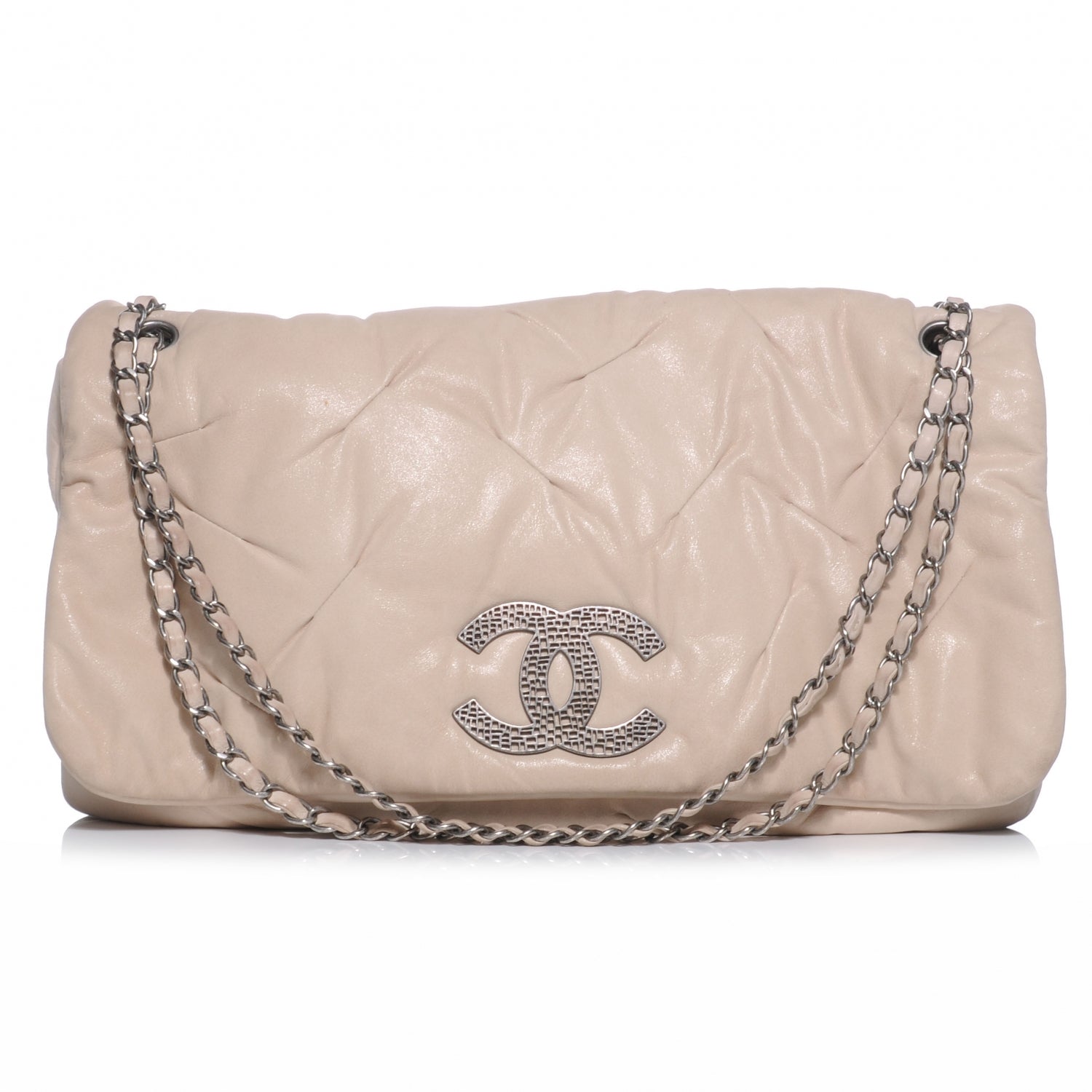 Chanel Iridescent Calfskin Large Glint Flap Beige Clair 1 of 7