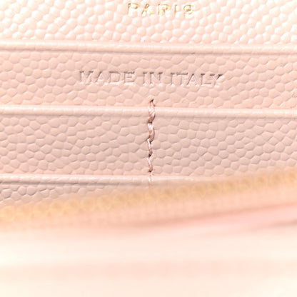 Saint Laurent Grain De Poudre Matelasse Chevron Monogram Chain Wallet Pale Pink 7 of 9