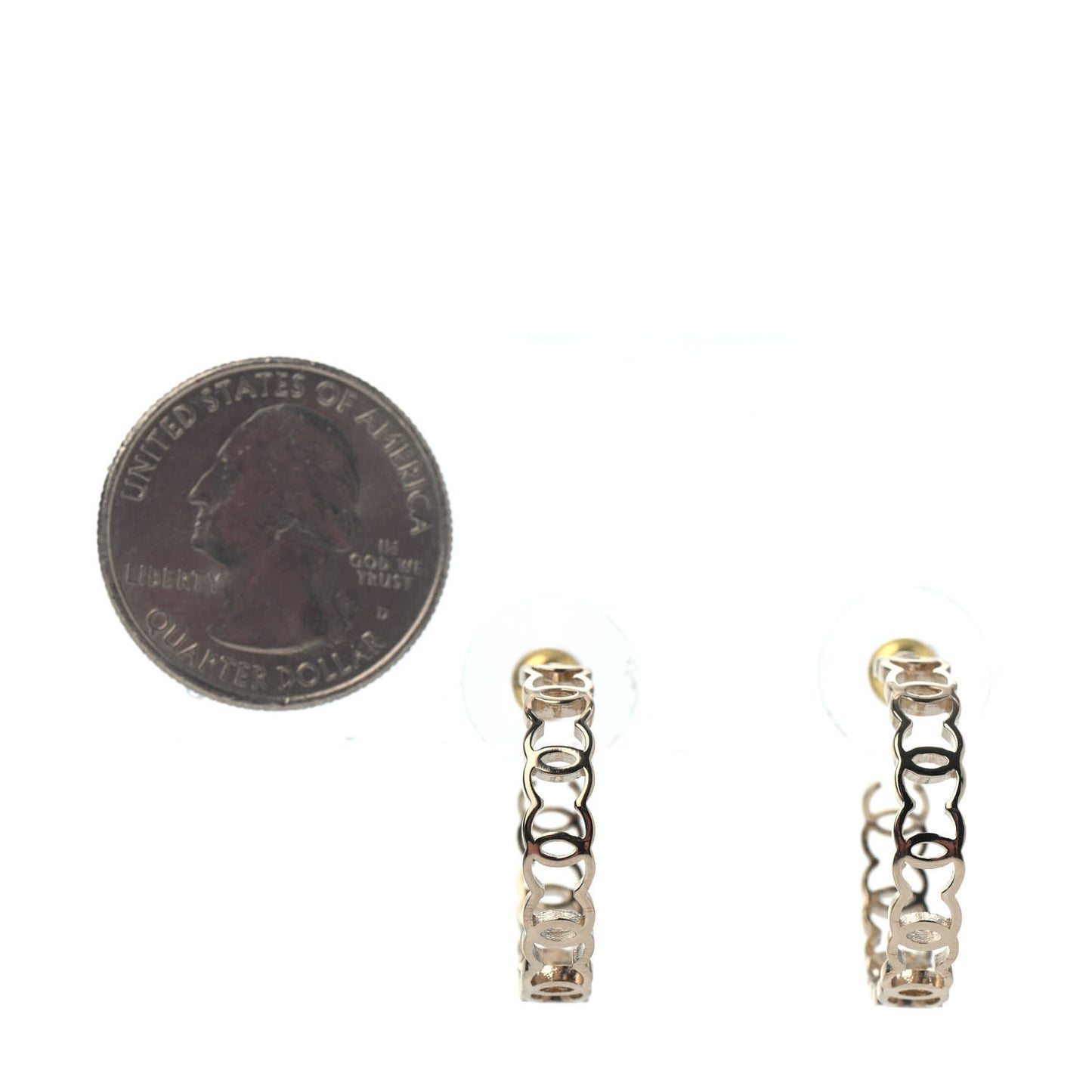 Metal CC Hoop Earrings Gold