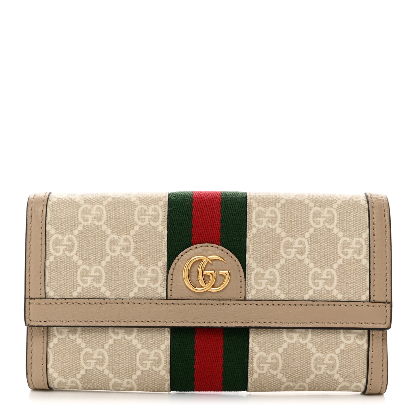 GG Supreme Monogram Web Ophidia Continental Wallet Beige Mystic White Oatmeal