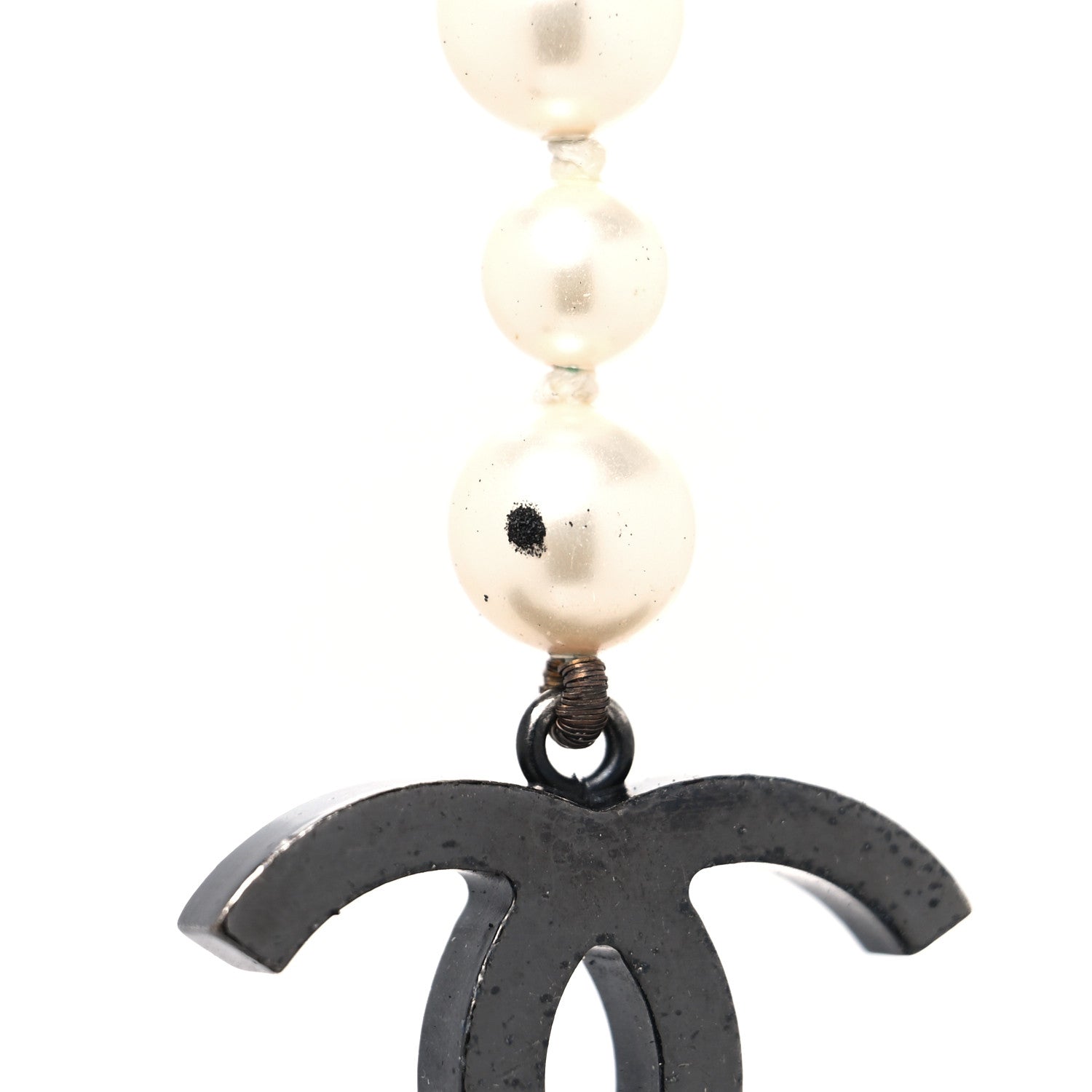 Chanel Pearl Beaded CC Long Necklace Black White 4 of 6