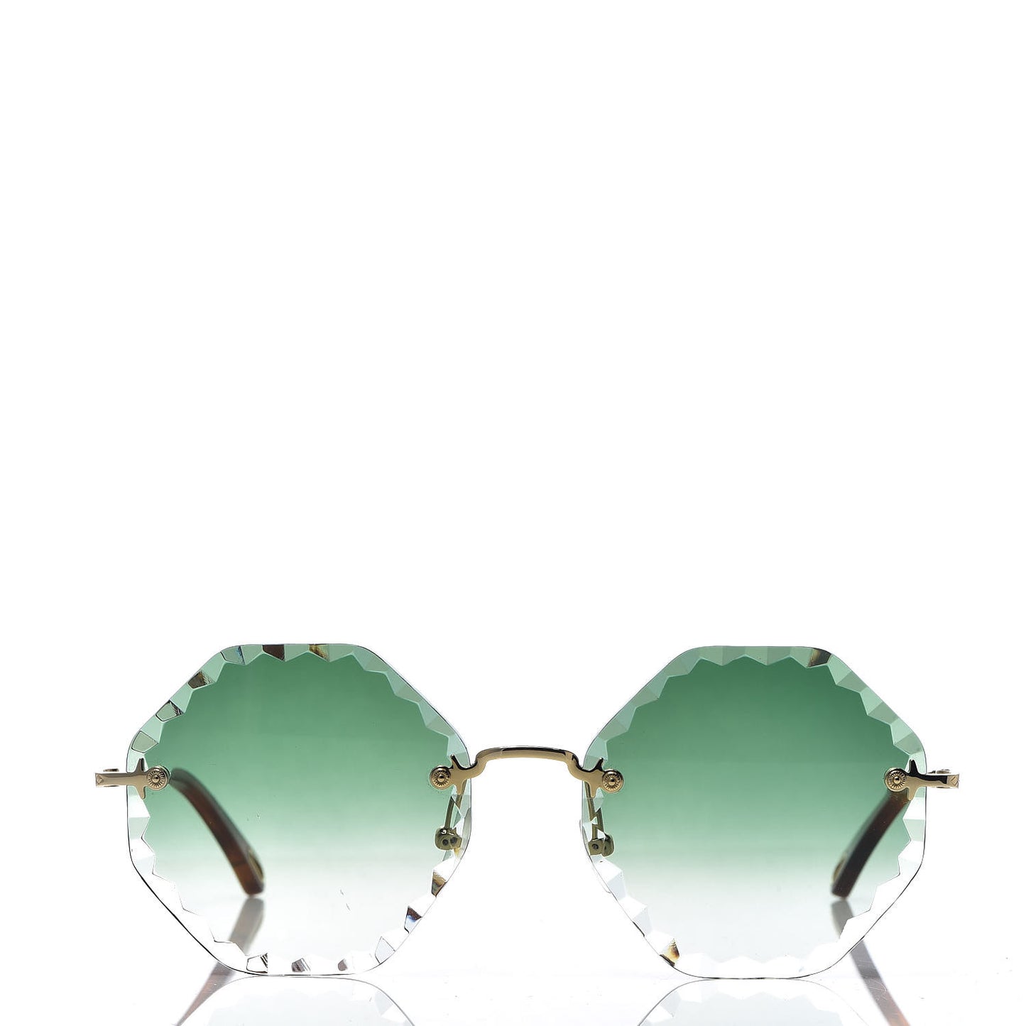 Rosie Bevelled Round Sunglasses CE142S Gold Gradient Green