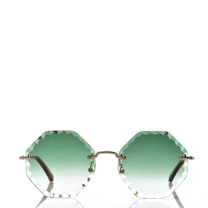 Chloe Rosie Bevelled Round Sunglasses CE142S Gold Gradient Green 2 of 7