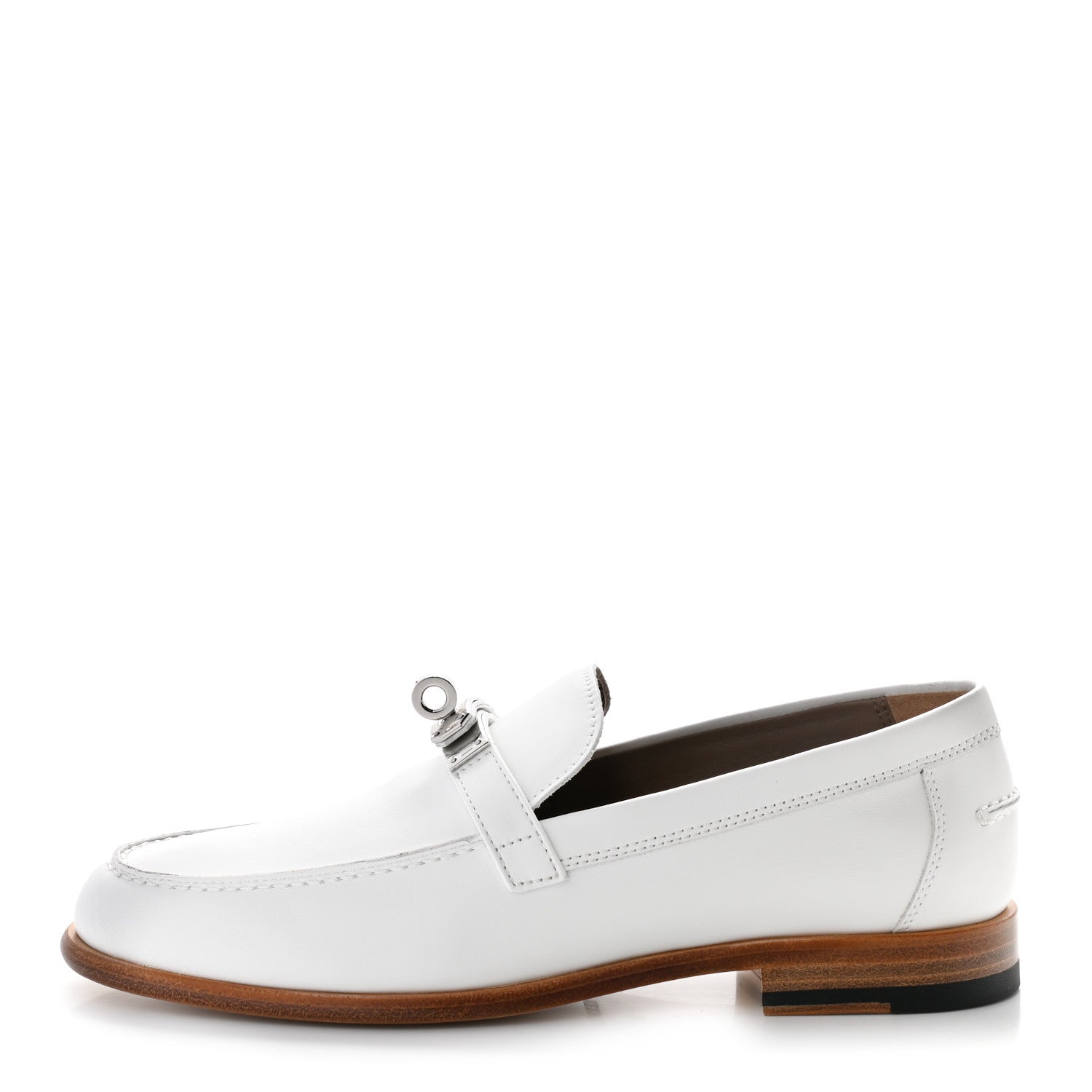 Hermes Calfskin Womens Destin Loafer 36 White 1 of 8