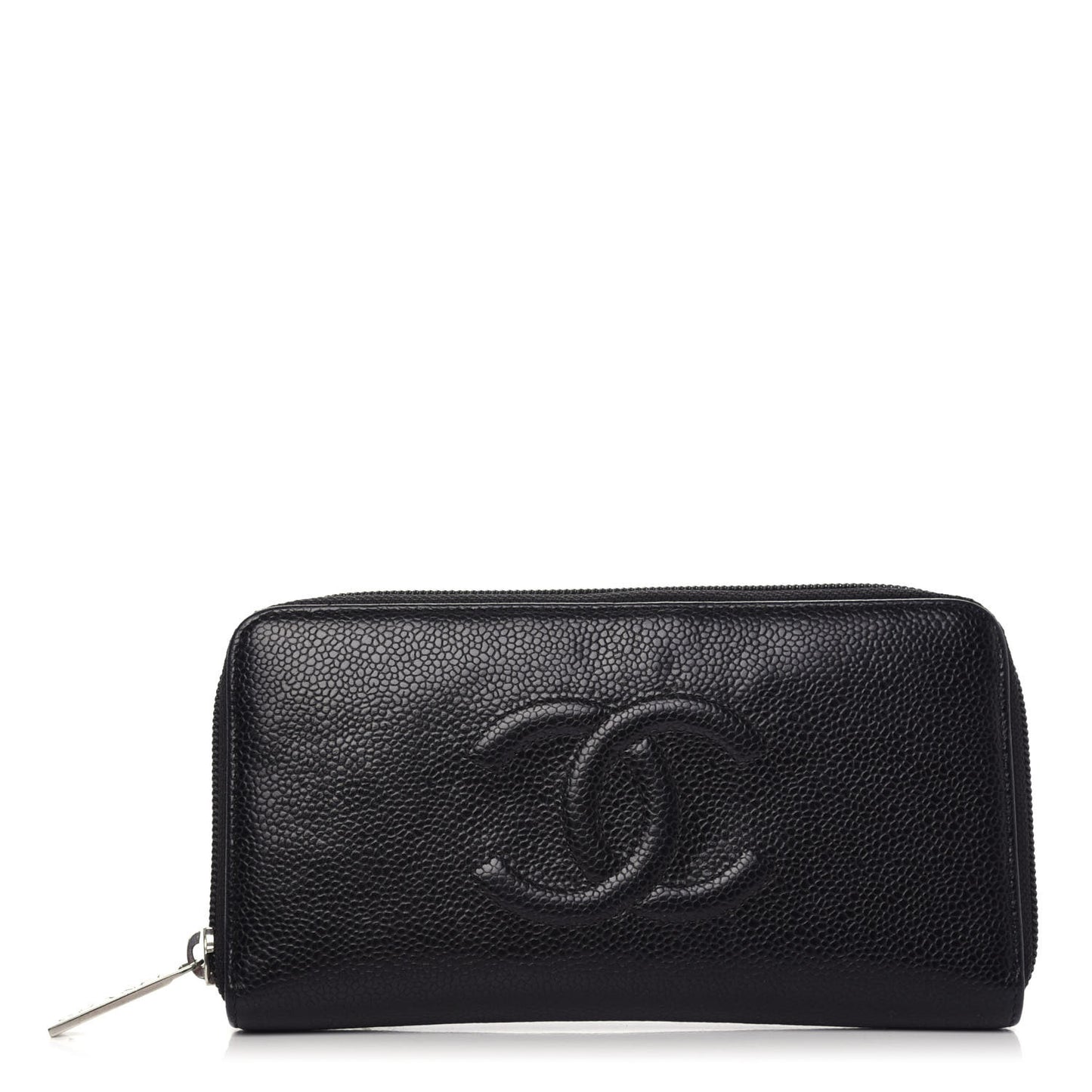 Caviar Timeless CC Large Gusset Zip Around Wallet Black