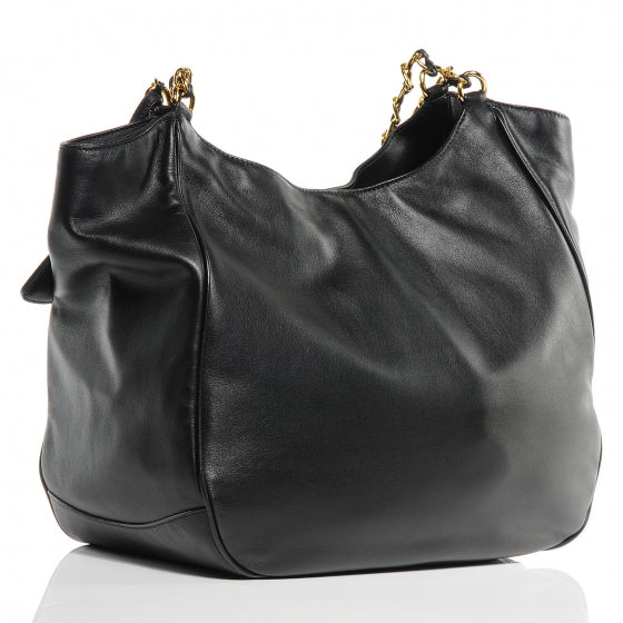 Soft Calf Chain Tote Nero Black