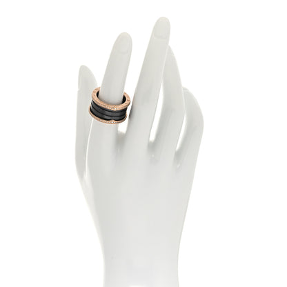 Bulgari 18K Rose Gold Black Ceramic Diamond B.Zero1 Four-Band Ring 55 7.25 2 of 6
