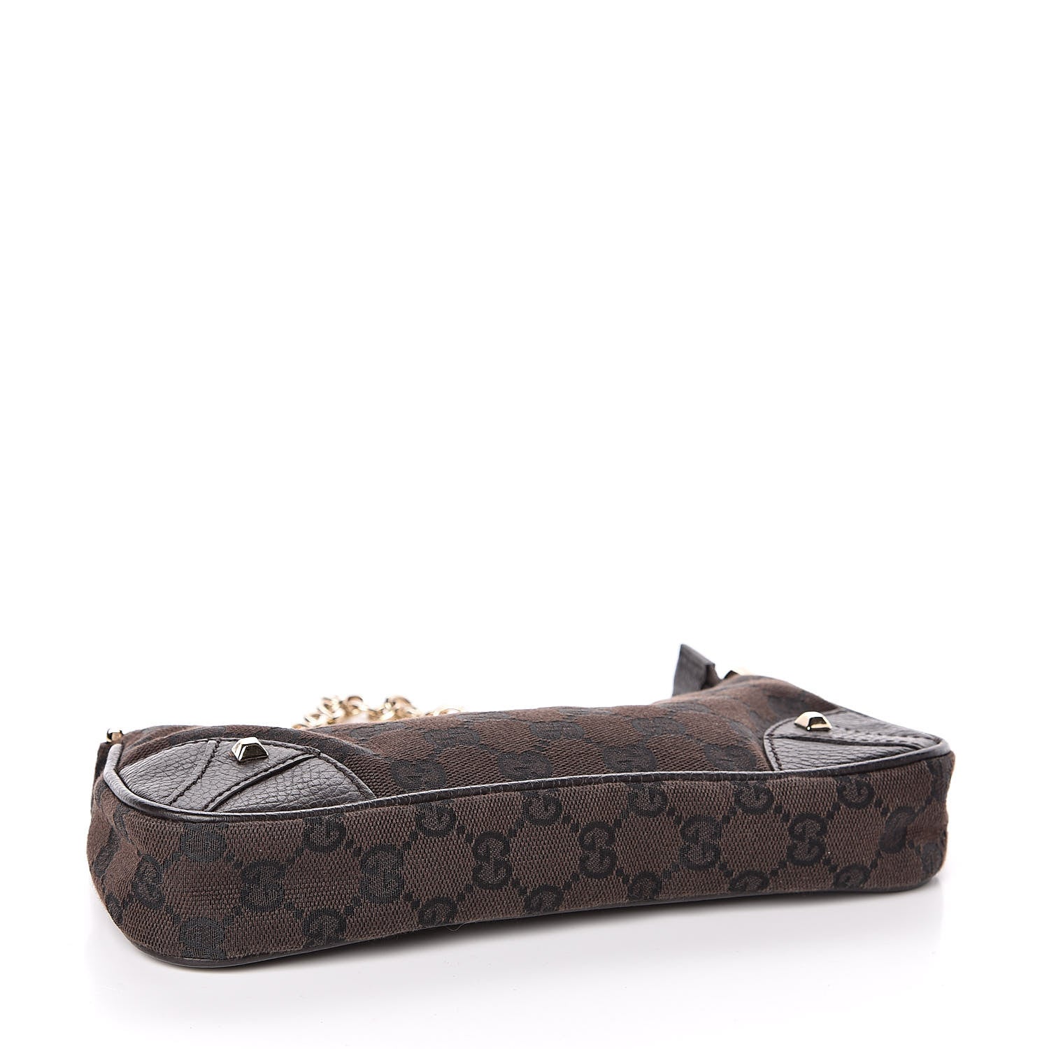 Gucci Monogram Studded Chain Clutch Dark Brown 4 of 10