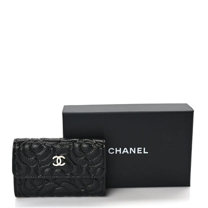 Chanel Caviar Camellia Embossed Card Holder Wallet Black 8 of 8