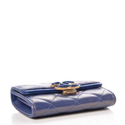 Chanel Iridescent Lambskin Quilted Card Holder Blue 4 of 9