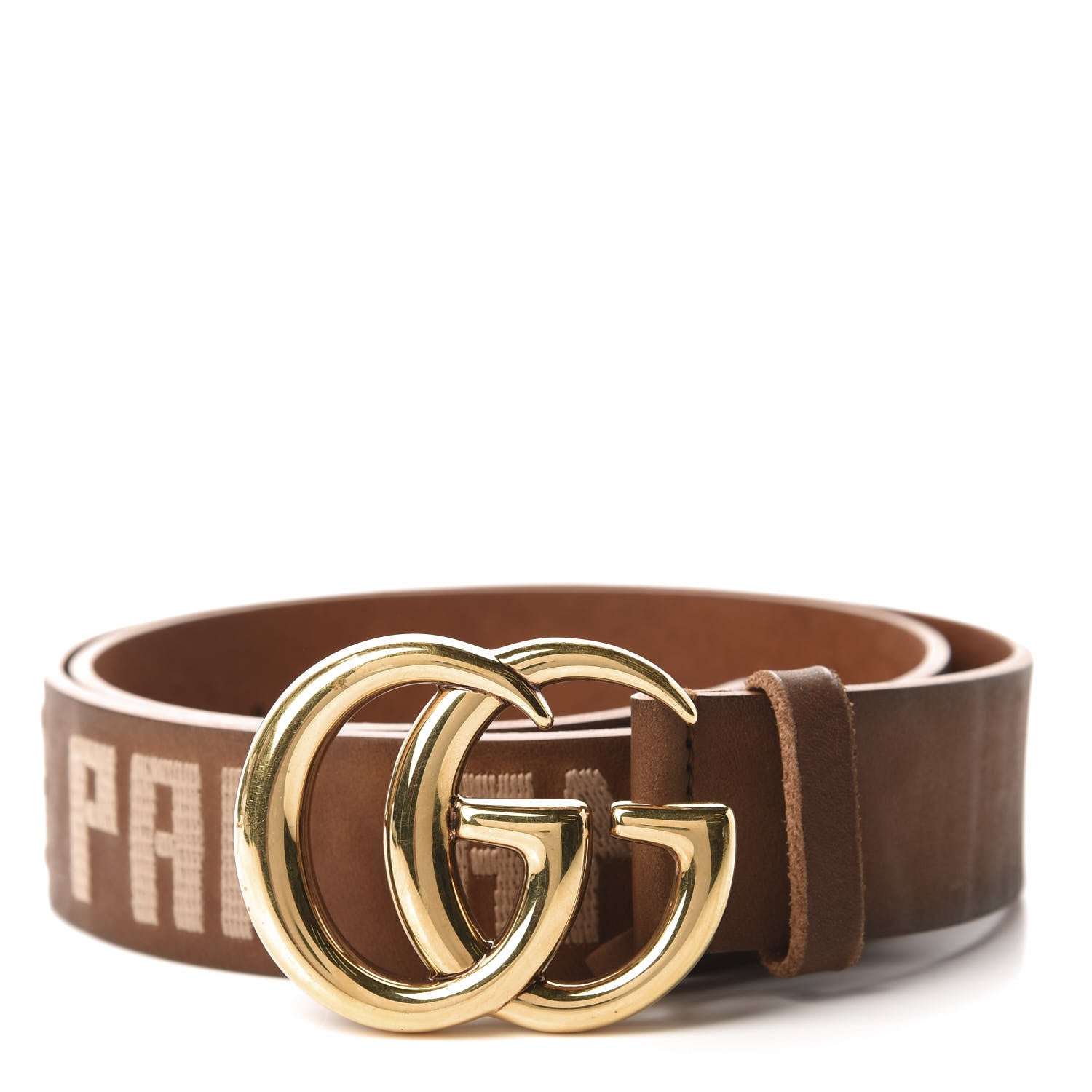 Gucci Faded Calfskin L'Aveugle Par Amour Embroidered Double G 40mm Belt 85 34 Cuir 1 of 4