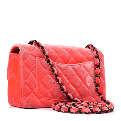 Chanel Velvet Quilted Mini Rectangular Flap Coral 2 of 26