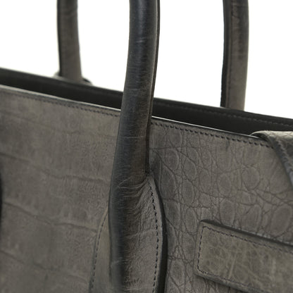 Saint Laurent Crocodile Embossed Nubuck Small Sac De Jour Dark Anthracite 24 of 28