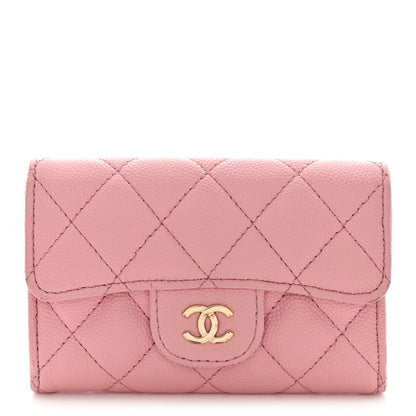 Chanel Caviar Quilted Flap Card Holder Wallet Light Pink 1 of 11