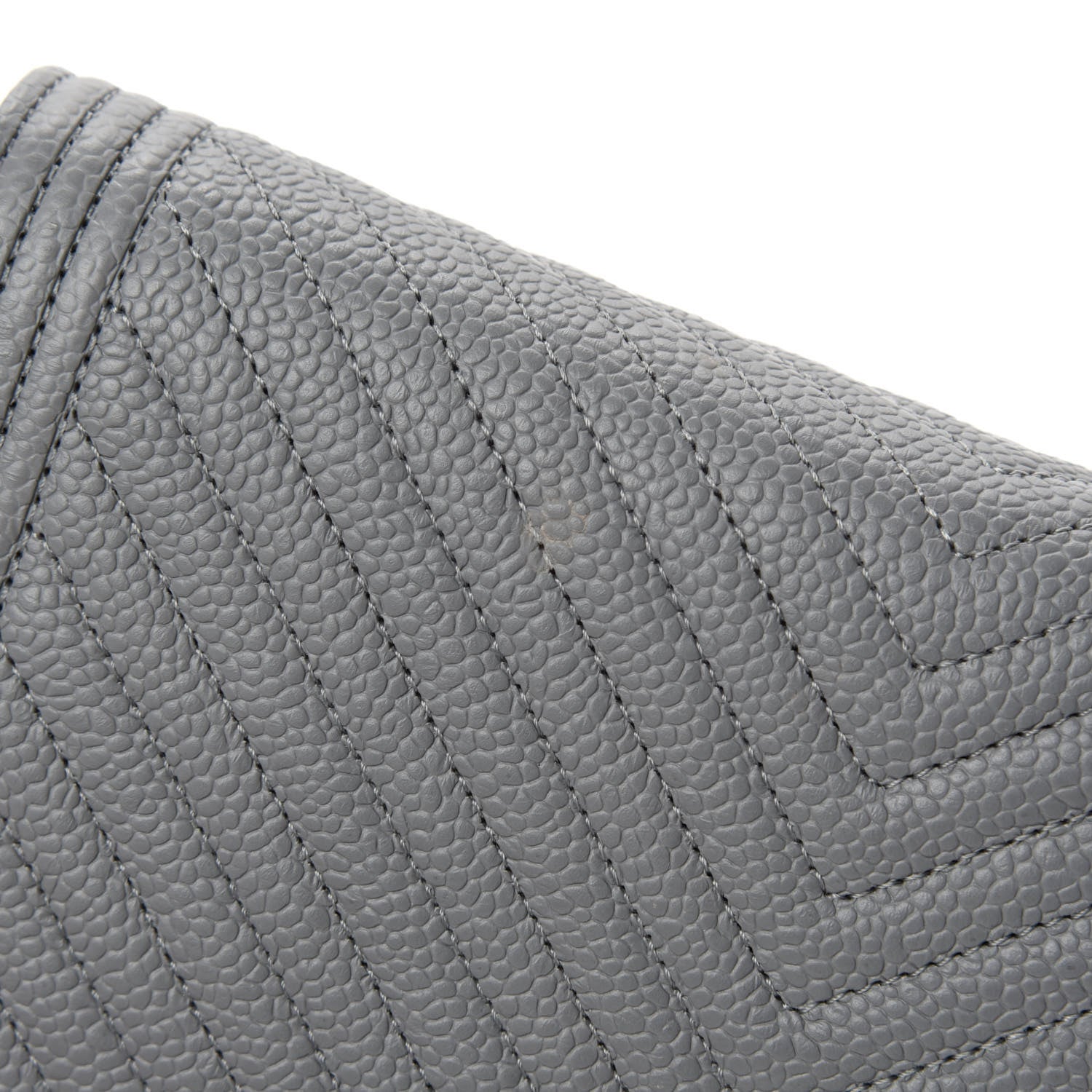 Chanel Caviar Chevron Quilted Boy Wallet On Chain WOC Grey 8 of 13