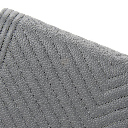 Chanel Caviar Chevron Quilted Boy Wallet On Chain WOC Grey 8 of 13