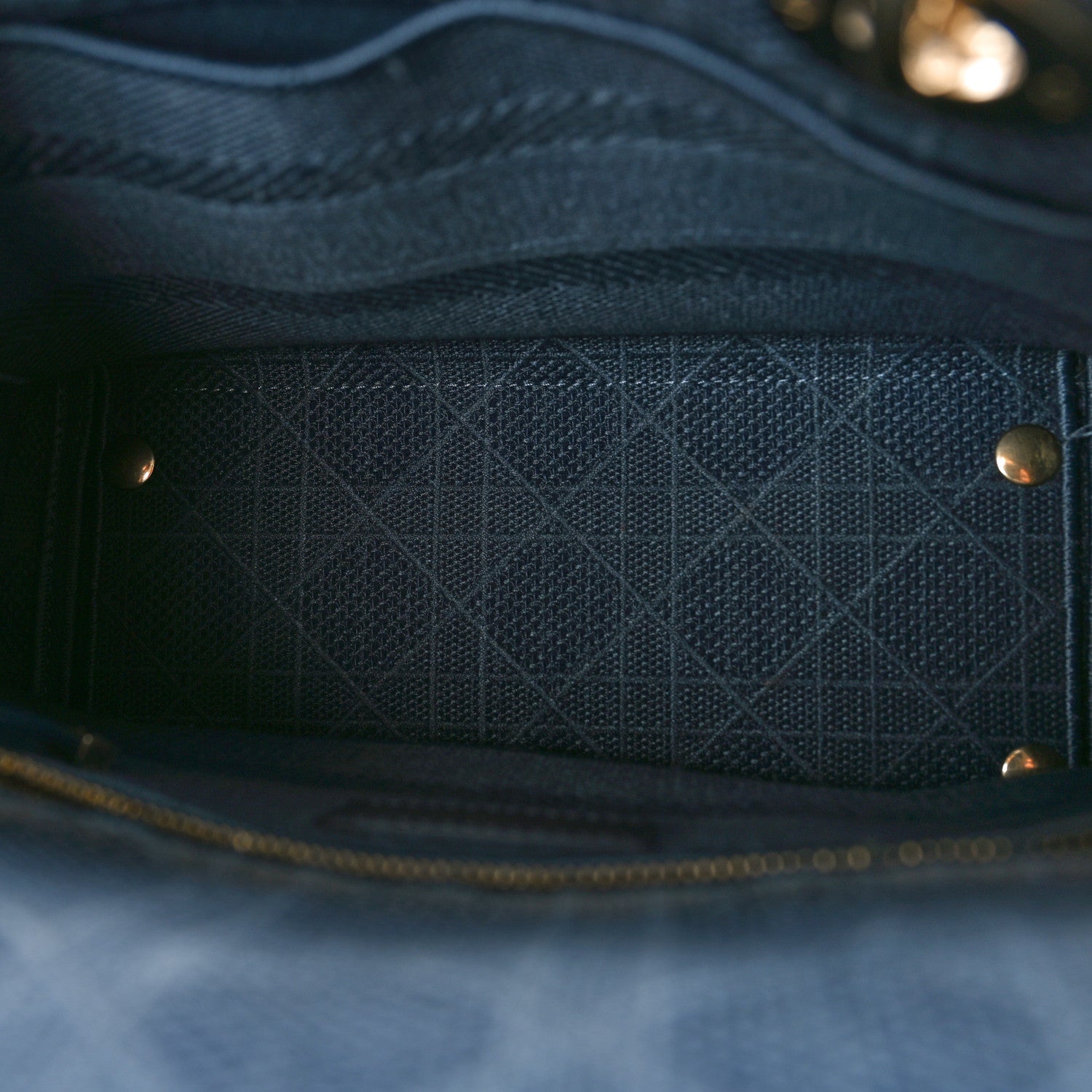 Christian Dior Canvas Embroidered Cannage Medium Lady D-Lite Denim Blue 5 of 11