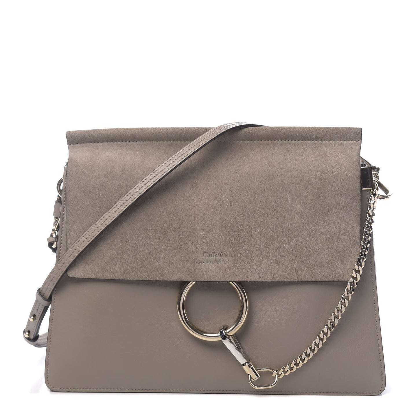 Calfskin Suede Medium Faye Shoulder Bag Motty Grey