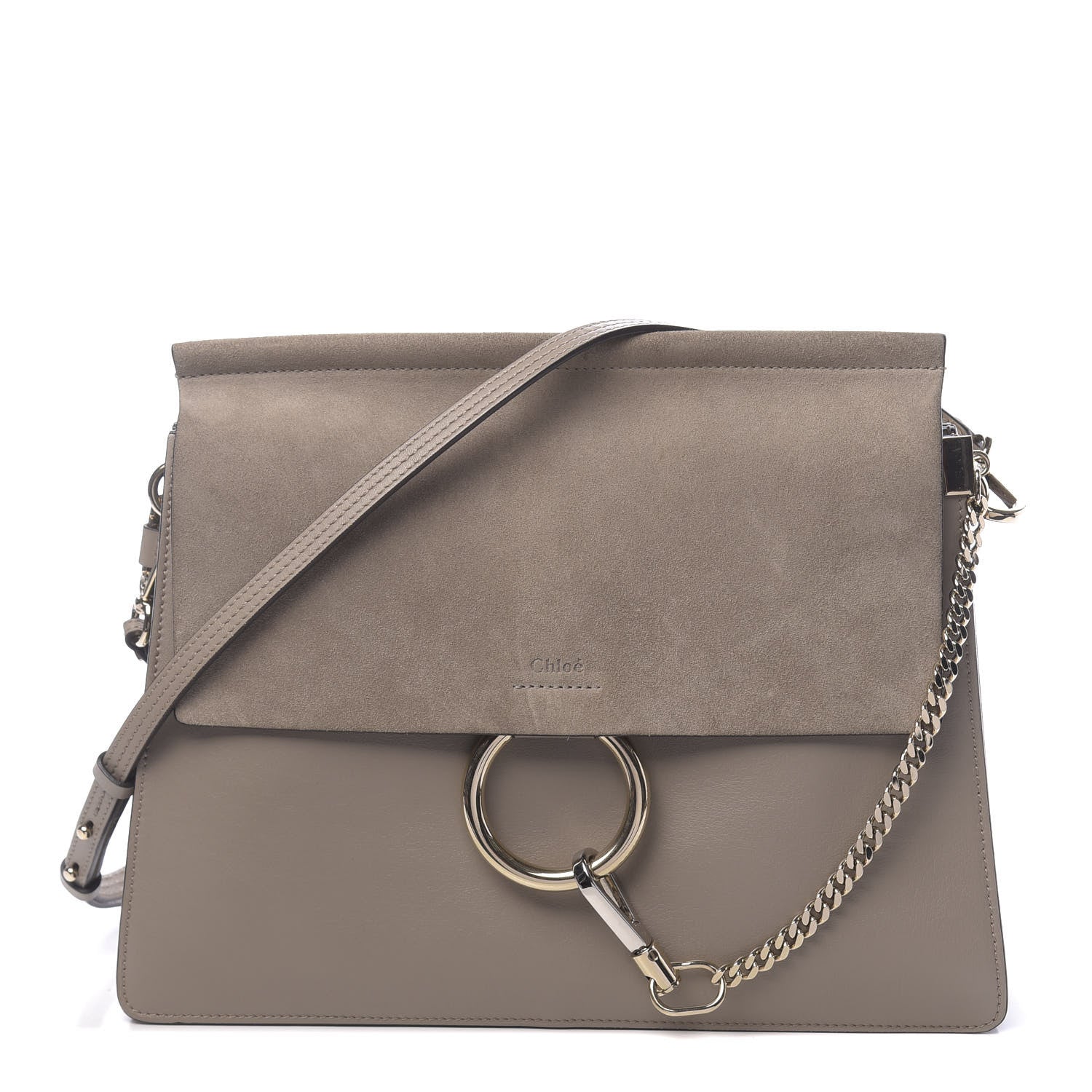 Chloe Calfskin Suede Medium Faye Shoulder Bag Motty Grey 1 of 11