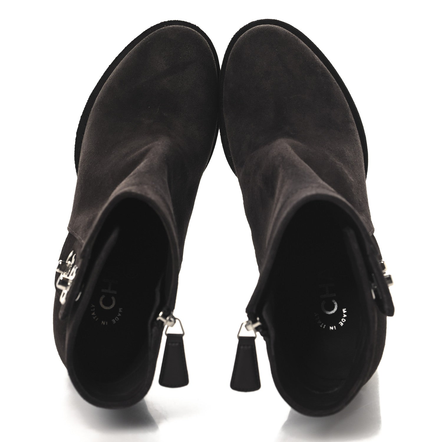 Chanel Suede CC Turnlock Ankle Boots 37.5 Brown 2 of 11