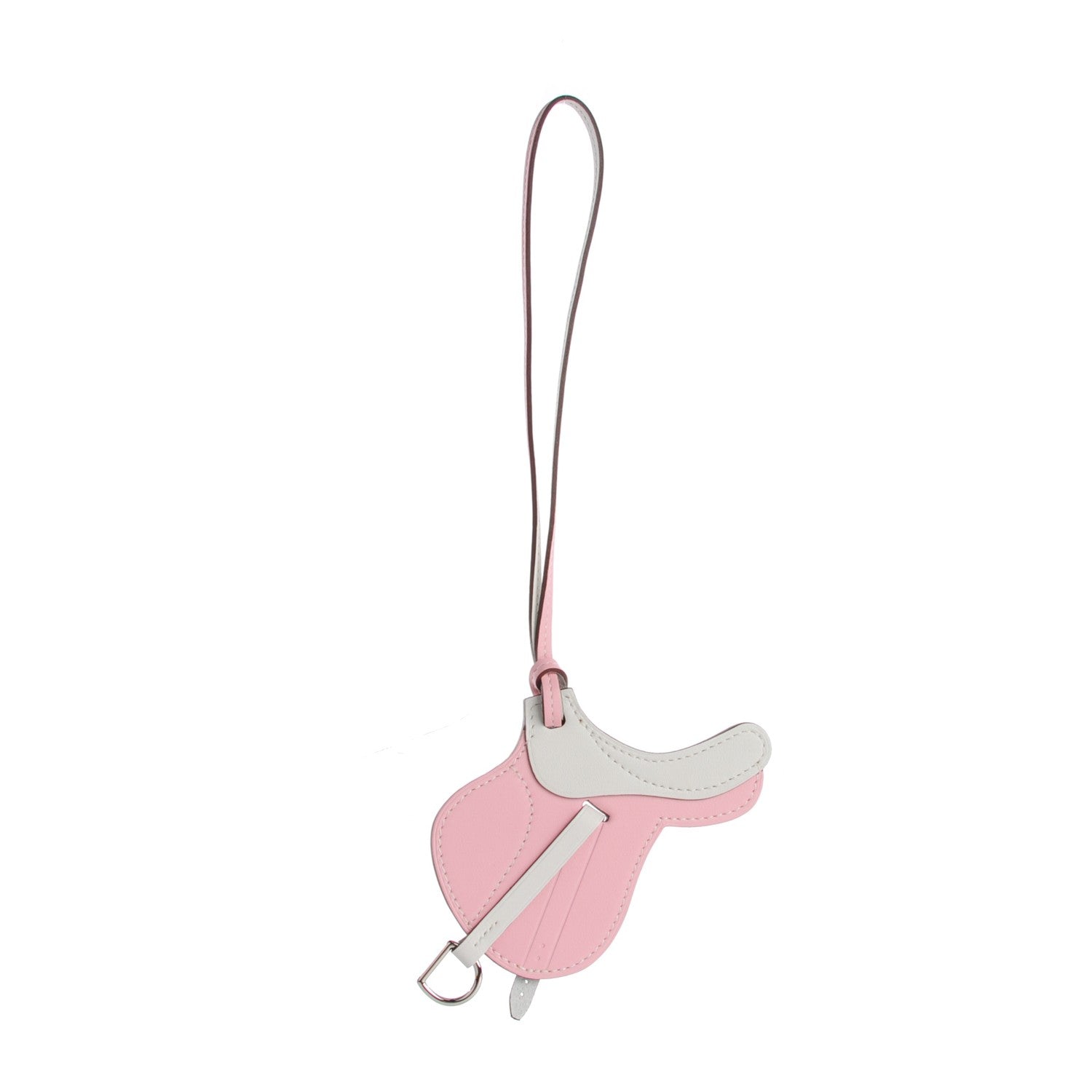 Hermes Swift Paddock Selle Horse Saddle Bag Charm Rose Sakura White 1 of 4