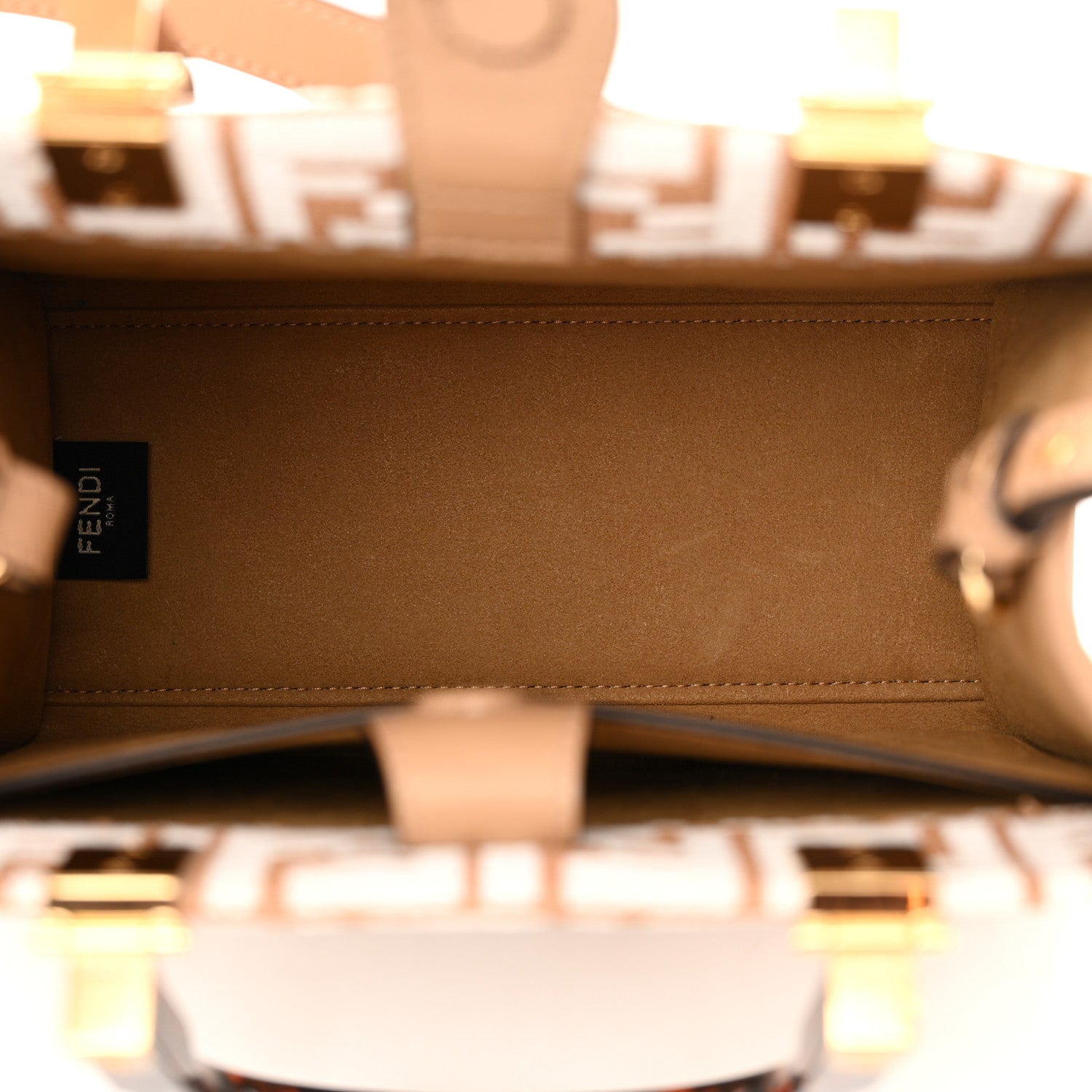 Fendi Raffia Chenille Vitello King Plexiglass Small Fendi Sunshine Shopper Tote Natural White 5 of 10