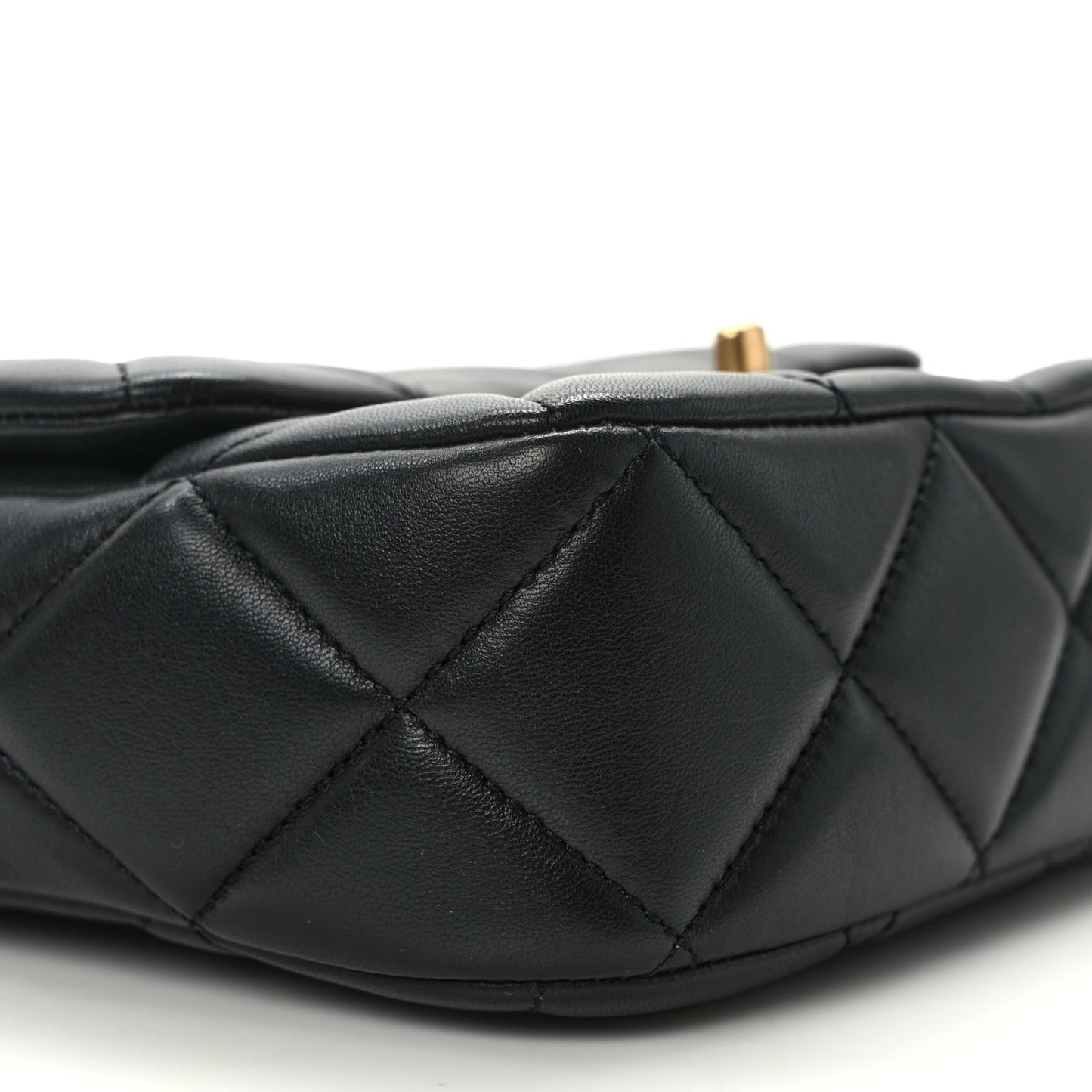 Lambskin Enamel Pearl Quilted Mini Charm Me Square Flap Black