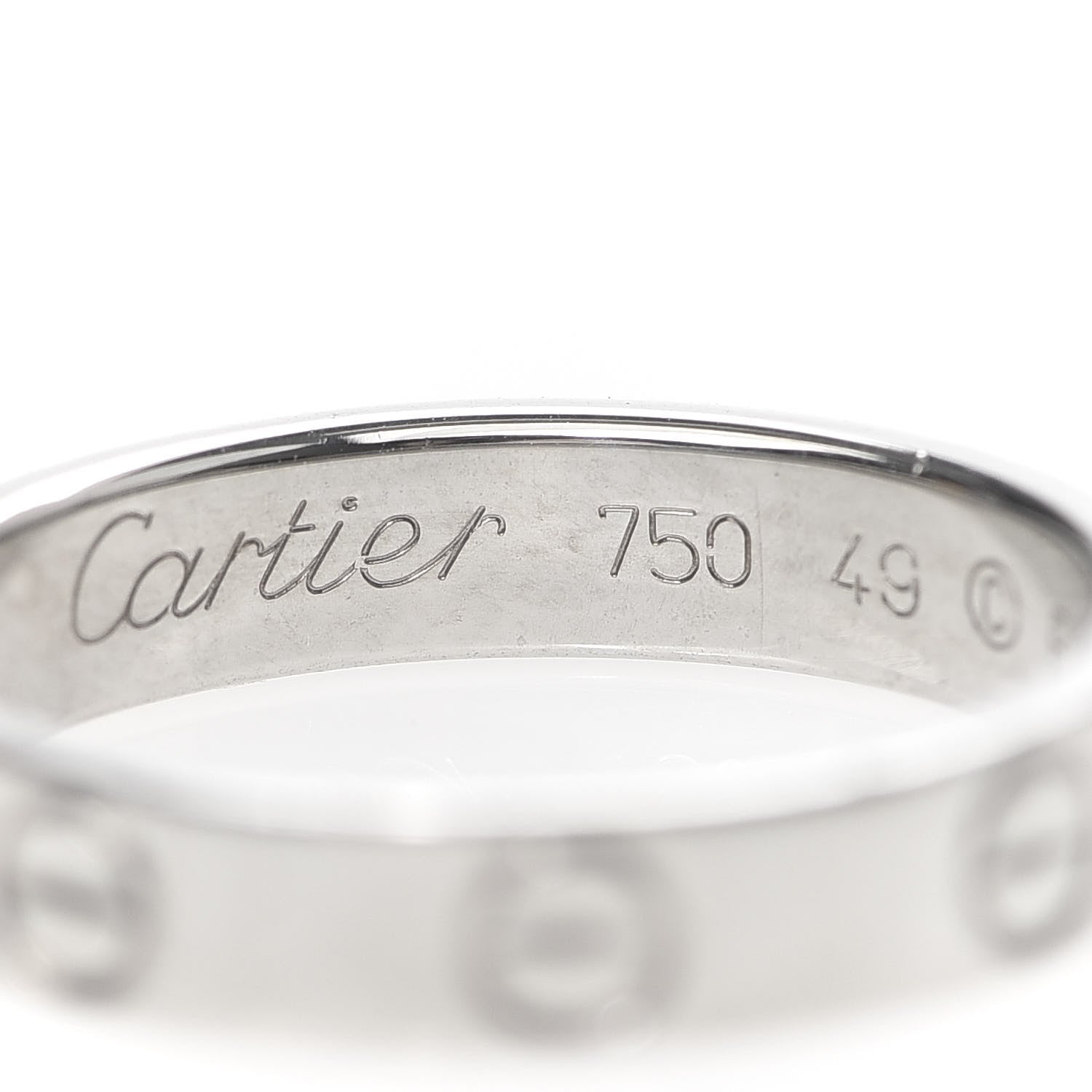 Cartier 18K White Gold 3.5mm LOVE Wedding Band Ring 49 4.75 5 of 5