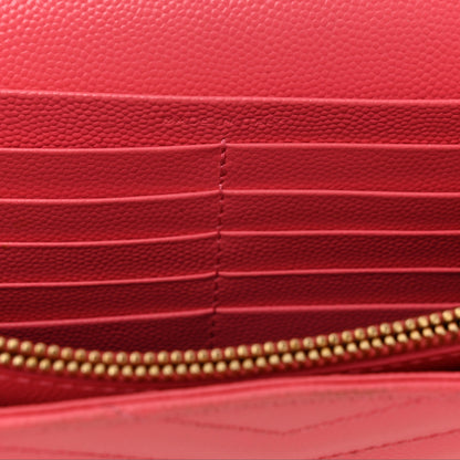 Saint Laurent Grain De Poudre Matelasse Chevron Monogram Chain Wallet Rose Clair 7 of 11