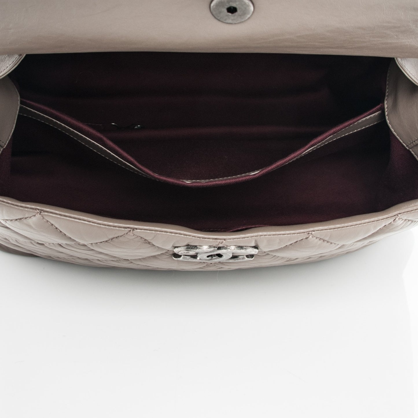 Aged Calfskin Tweed Large Quilted Portobello Tote Grey