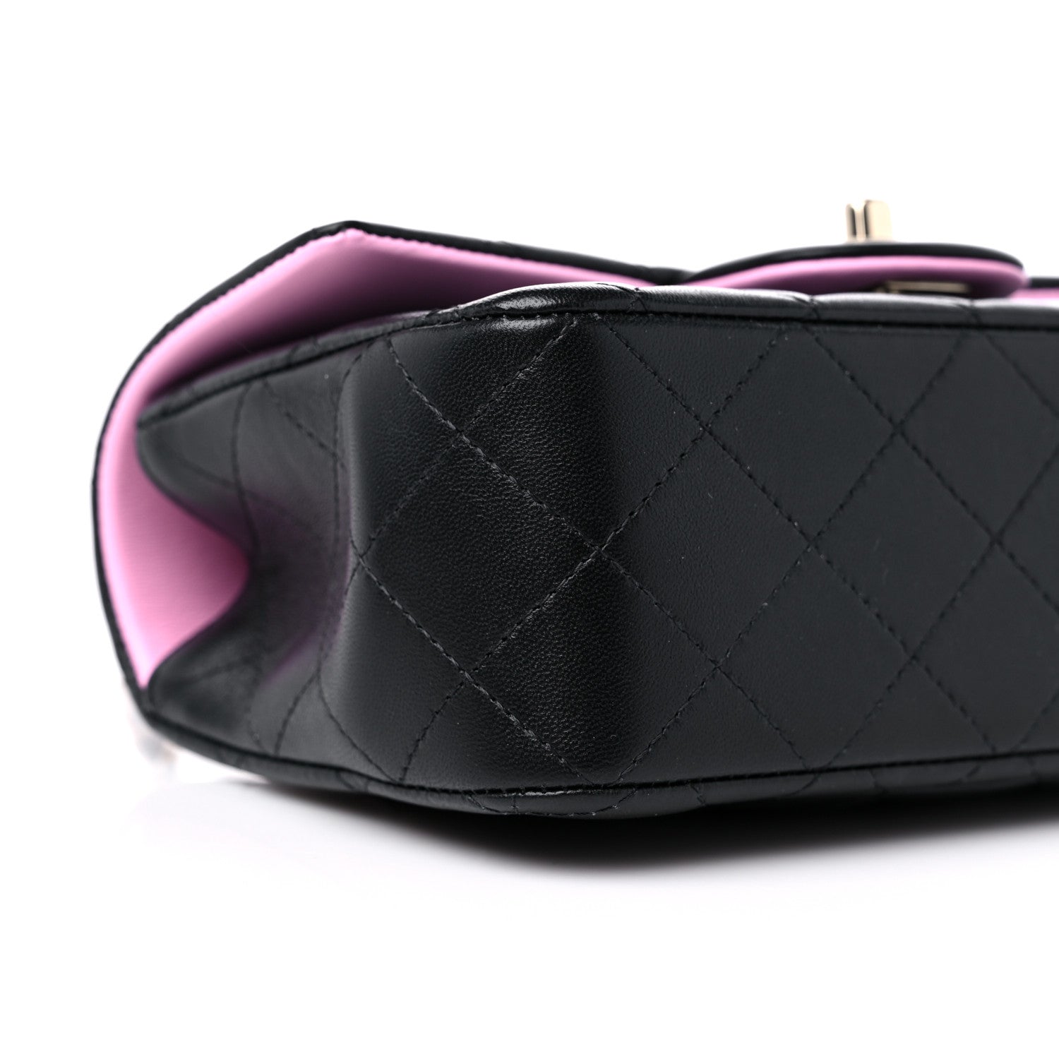 Chanel Lambskin Quilted Bi-Color Mini Top Handle Rectangular Flap Black Lilac 8 of 10