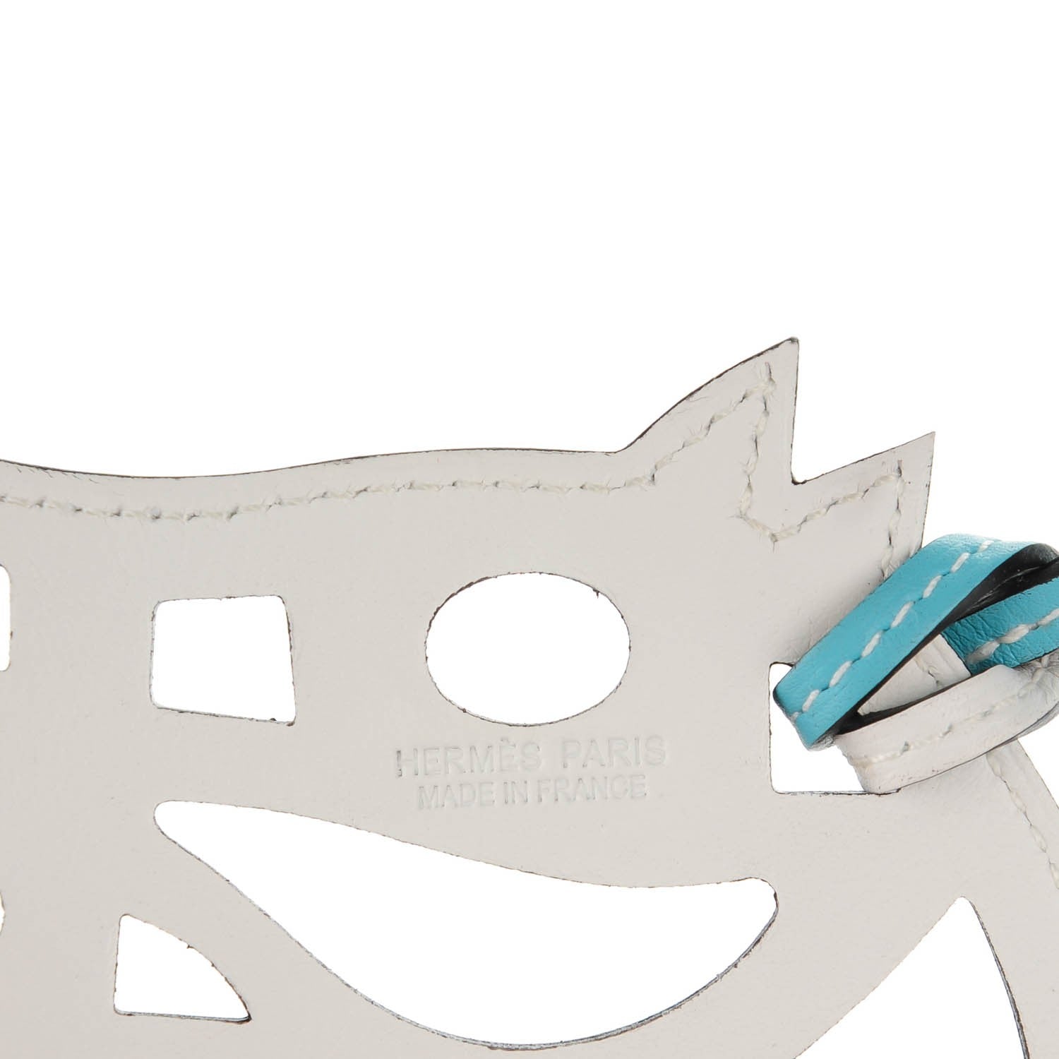 Hermes Swift Paddock Cheval Horse Bag Charm White Bleu Atoll 3 of 3