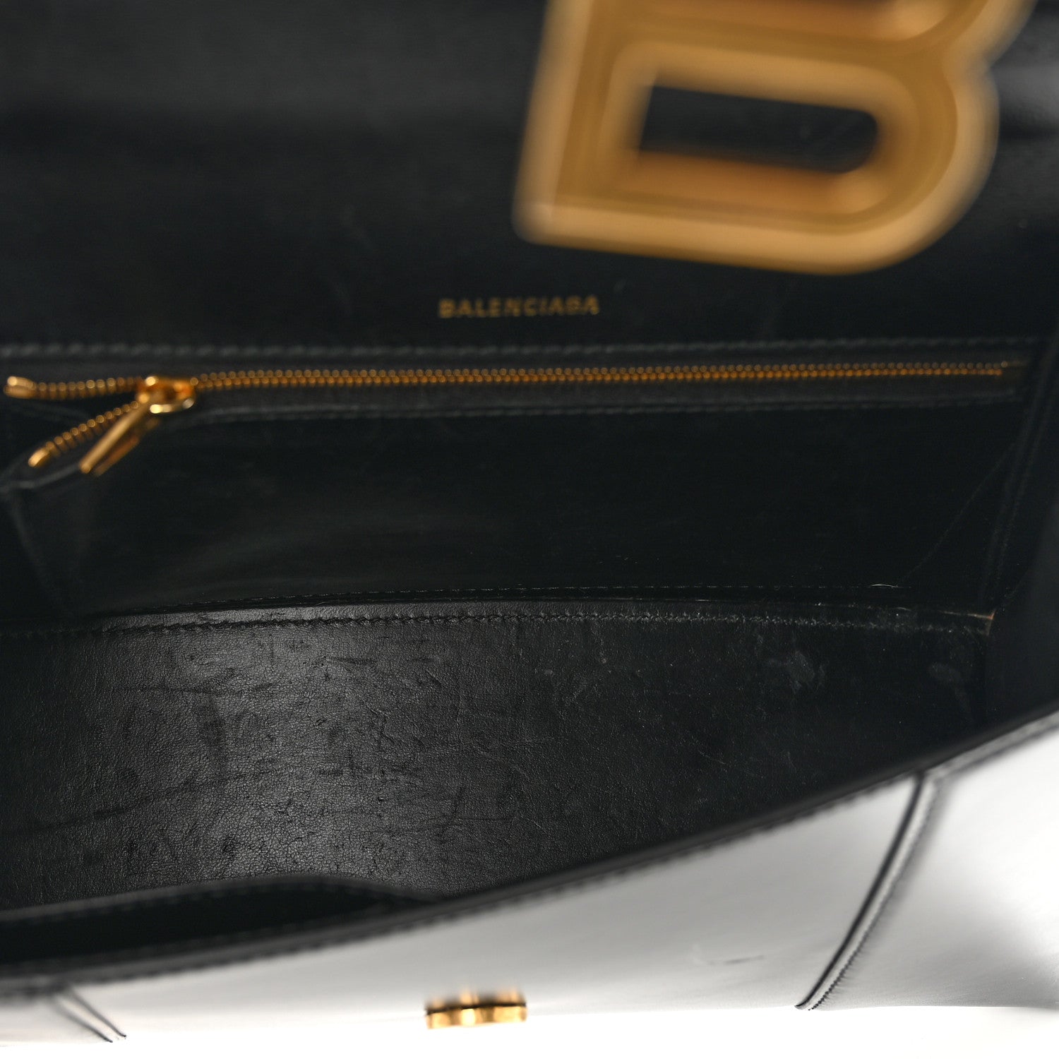 Balenciaga Shiny Box Calfskin Medium Hourglass Top Handle Bag Black 6 of 10